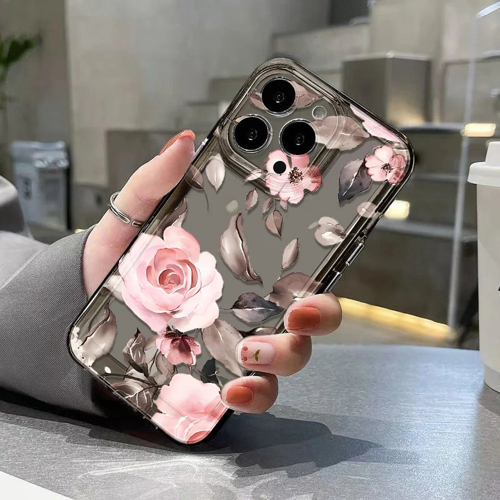 Luxury Phone Case For iPhone: Shockproof Flowers Silicone Funda Cover