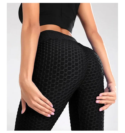 Women's High Waist Flared Yoga Pants with Bubble Hip Effect