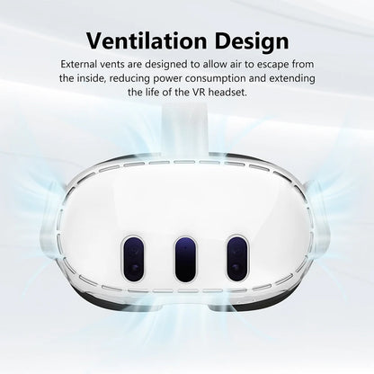 Transparent skalfodral för Meta Quest 3-tillbehör, VR-headsetskydd Kameralinsskydd Härdat glas för Quest3