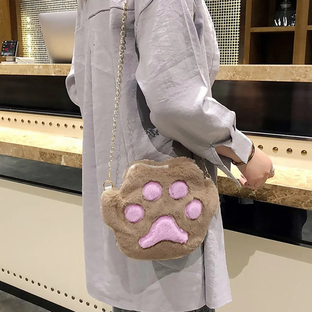 Women's Cartoon Plush Cute Cat Shoulder Messenger Bag – Student Phone Bags, Mochilas Para Mujer, Mochilas Femeninas, Mochila Y2K.