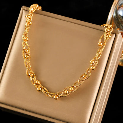 EILIECK 316L Stainless Steel Metal Twist Wound Chain Necklace For Women Fashion 18K Gold Plated Neck Chain Collar Jewelry Bijoux